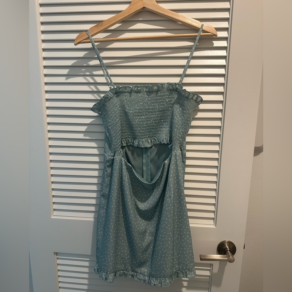 Kittenish Light Blue Polka Dot Dress